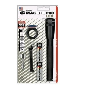 Mini MAGLITE LED Pro 2-Cell AA Combo Pack, Black Flashlight #SP2P01CL 332 Lm